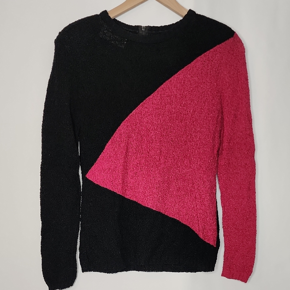 Diane Von Furstenberg Black and Pink Geometric Sweater Size 10